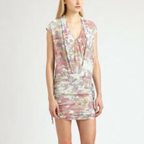 IRO Dresses & Skirts - IRO ruched sides silk mini dress camo pink sz 1